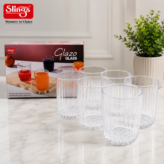 Slings Glazo Premium Plastic Drinking Glass Set of 6