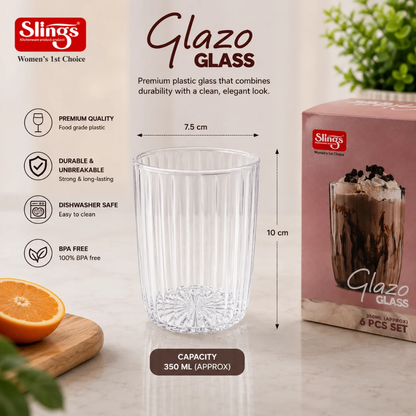 Slings Glazo Premium Plastic Drinking Glass Set of 6