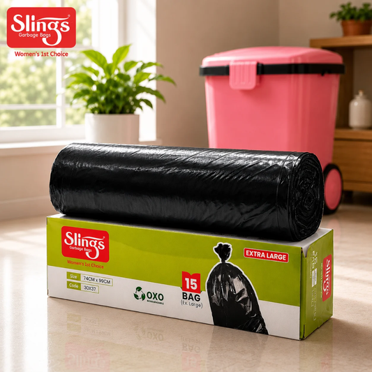 Slings Garbage Bags Extra Large 30 x 37 Inch (15 Bags Pack)
