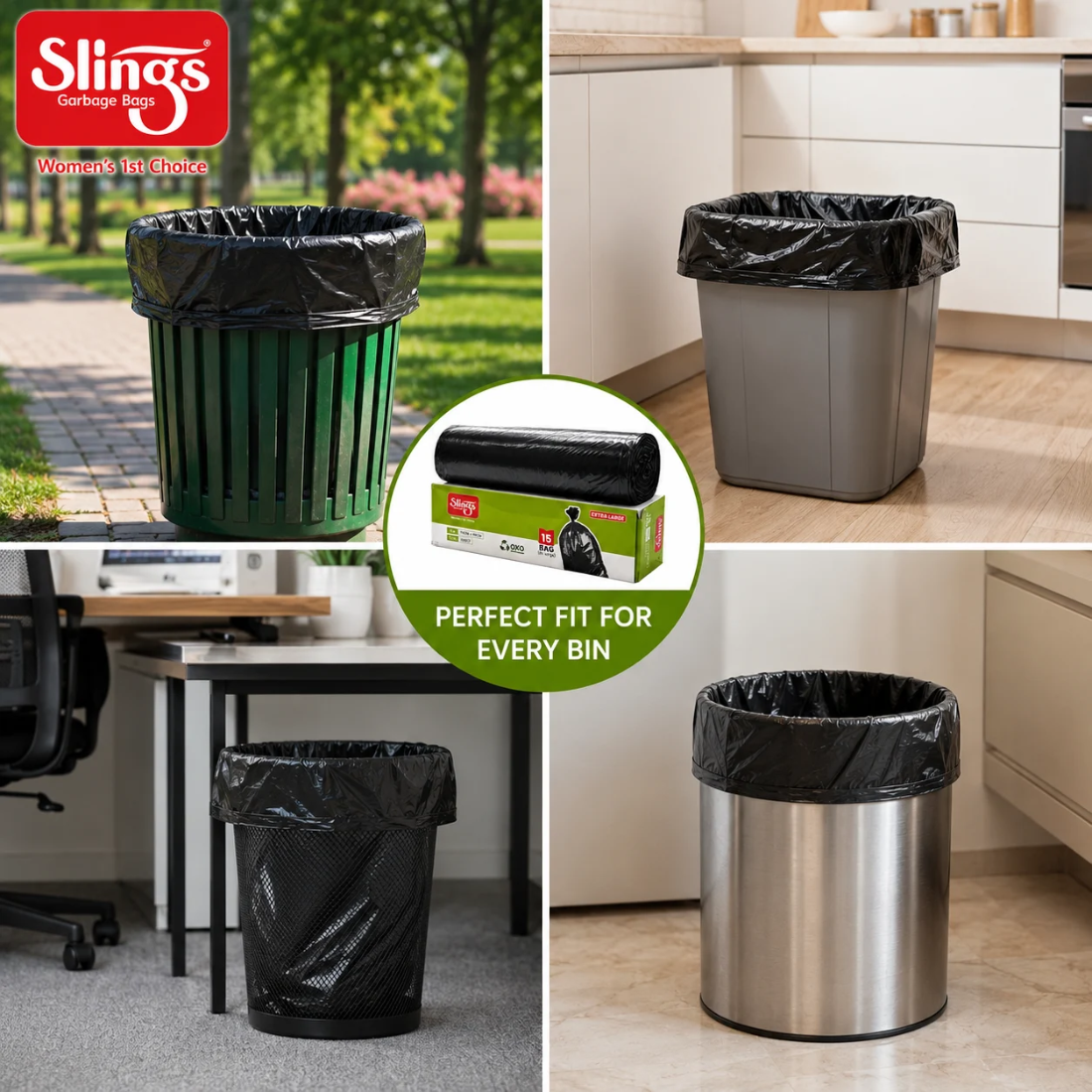 Slings Garbage Bags Extra Large 30 x 37 Inch (15 Bags Pack)