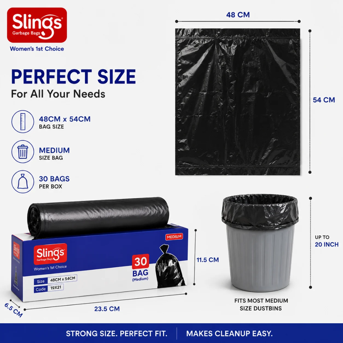 Slings Medium Garbage Bags 48 x 54 cm (Pack of 2 Boxes)