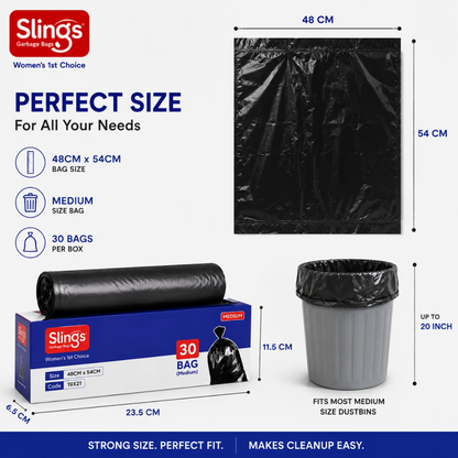Slings Medium Garbage Bags 48 x 54 cm (Pack of 2 Boxes)