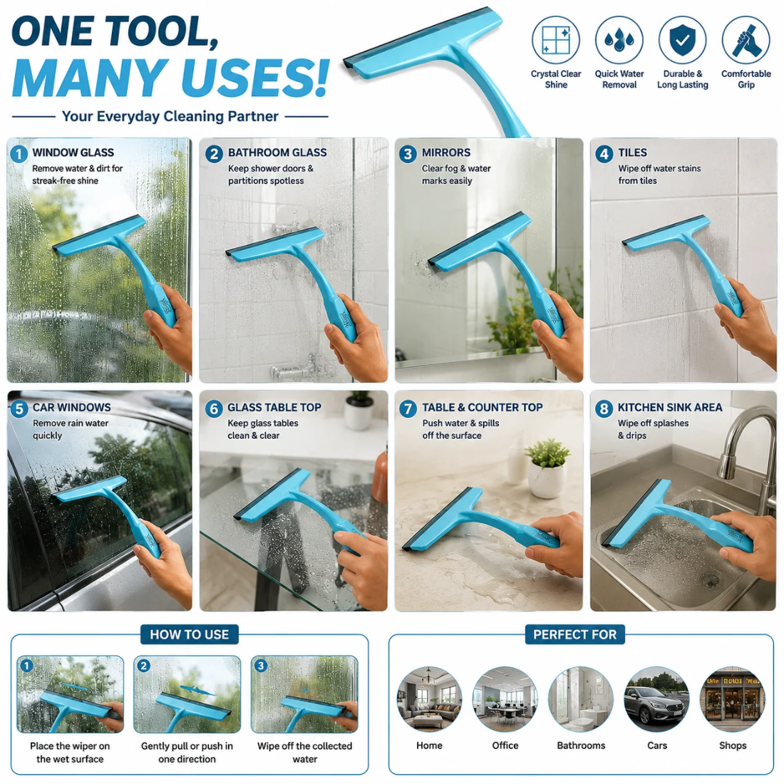 Slings Glass Wiper with Silicone Blade