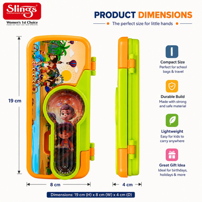 Slings Fany Pencil Box for Kids with Built-in Maze Game