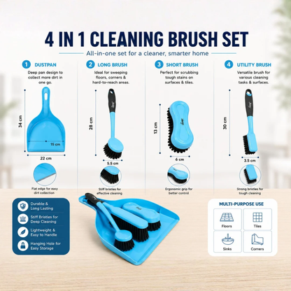 Slings 4-Piece Dust Pan and Brush Cleaning Set