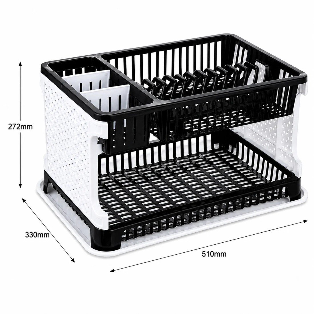 Slings Lenovo 2 Tier Plastic Dish Drying Rack with Cutlery Holder & Drain Tray