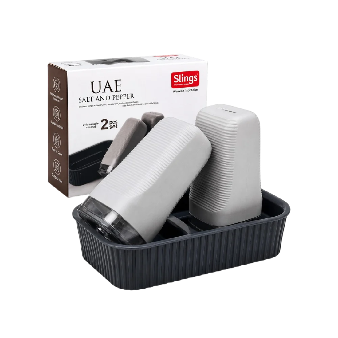 Slings UAE Salt & Pepper Set with Holder Tray