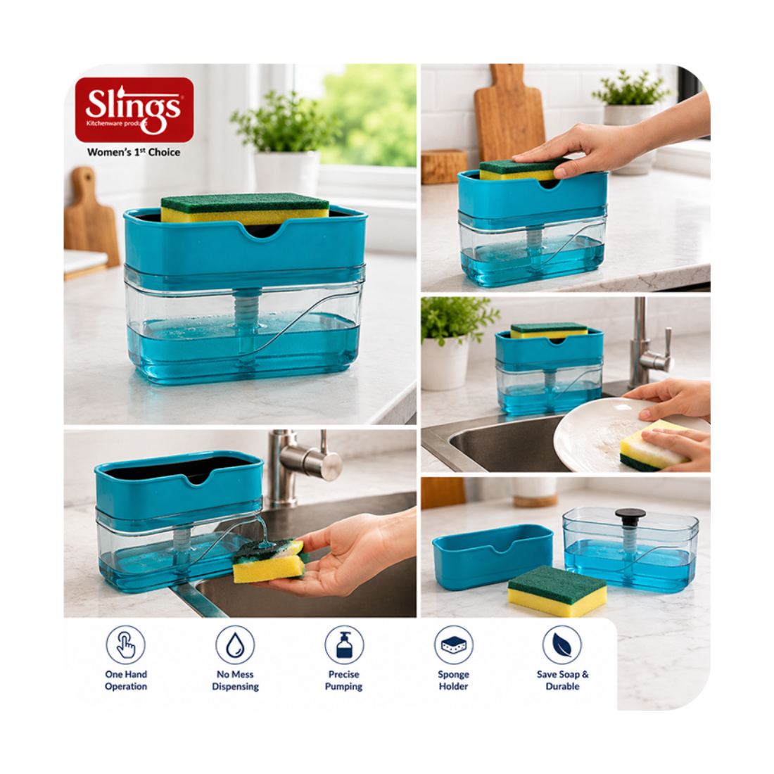 Slings Soap Dispenser with Sponge Holder
