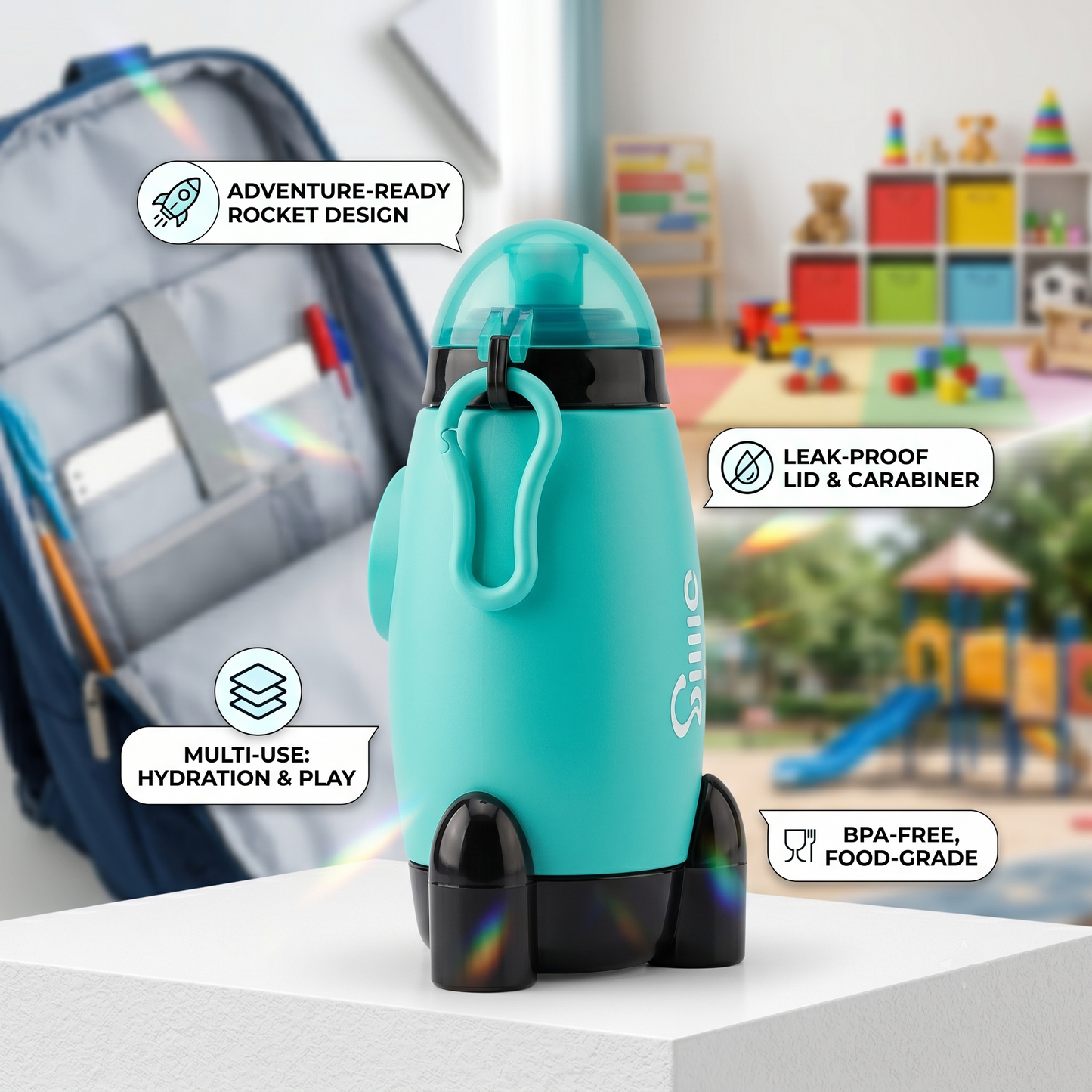 Slings Rocket Shape Kids Sipper Water Bottle