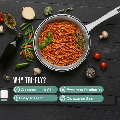 HOME LANE TriPly Stainless Steel Frypan