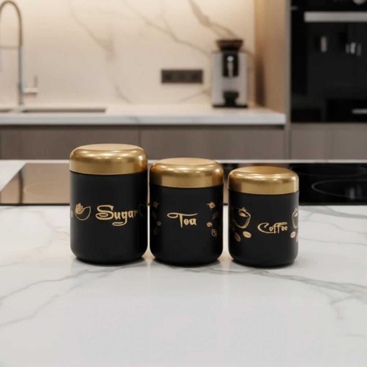 Tinums Stainless Steel Tea, Coffee & Sugar Jar Set