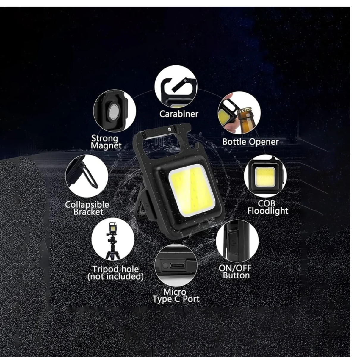 Tinums LED COB Key Chain 6 W Emergency Light (White)