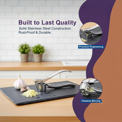 Tinums Multi-Function Manual Garlic Press (Stainless Steel)