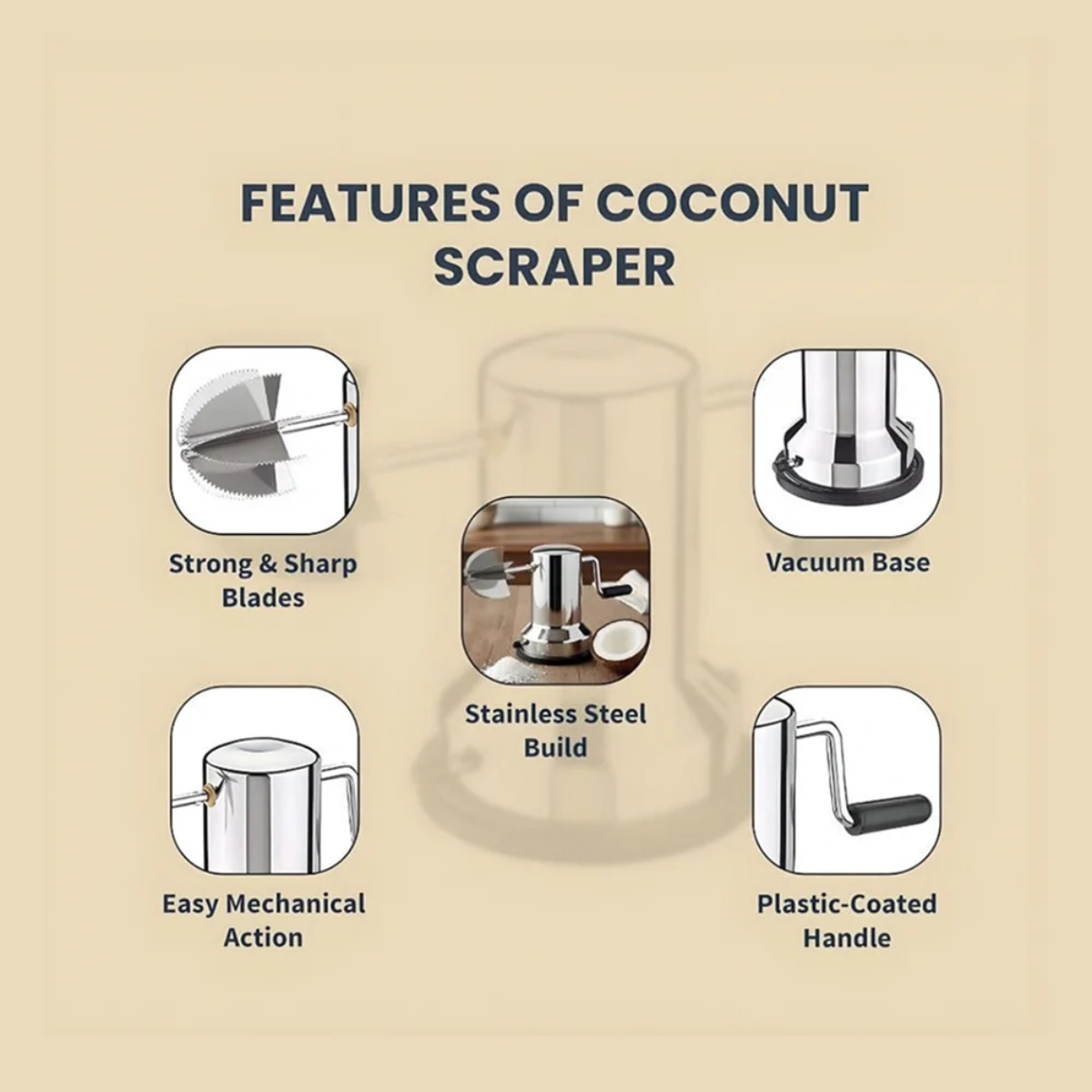 Tinums Coconut Scraper (Stainless Steel)