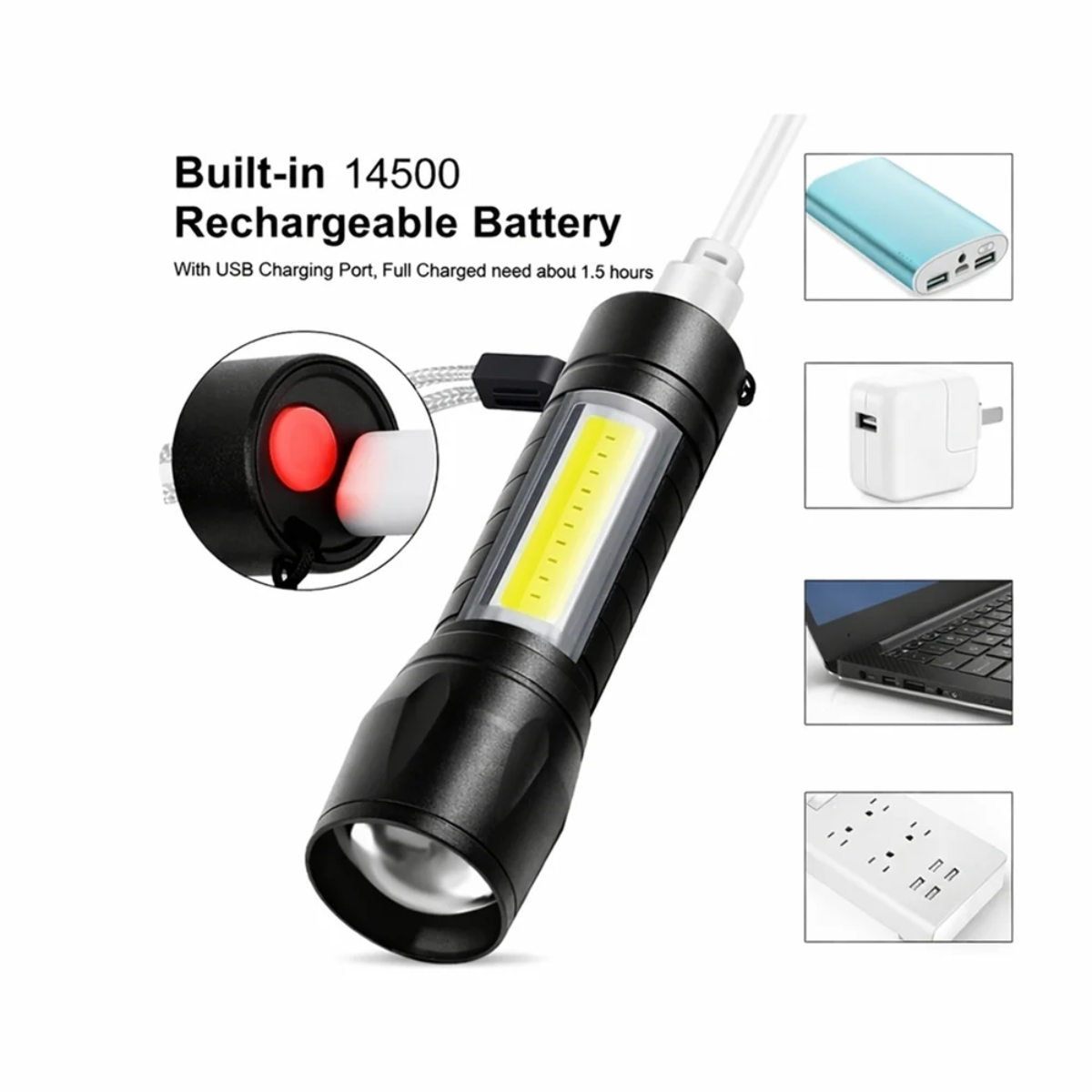 Tinums Rechargeable LED 3 W Torch (White)