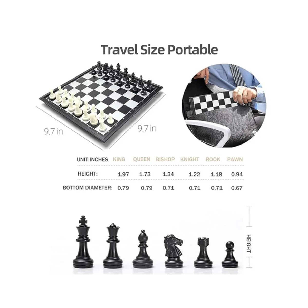 Tinums Magnetic Folding Chess Board Game