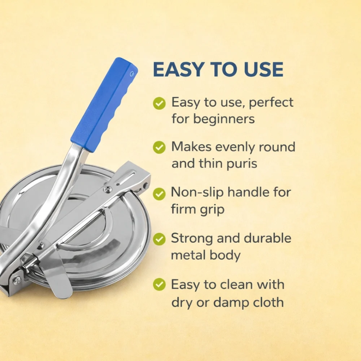 Tinums Poori / Roti Maker Press Machine (Stainless Steel)