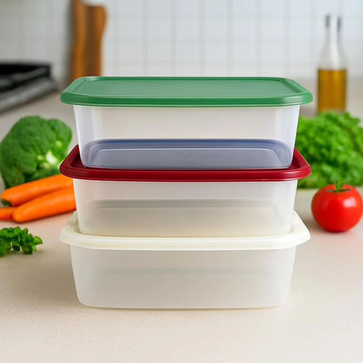 Tinums Plastic Kiwi Multipurpose Container (Set of 3)