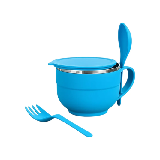 Tinums Stainless Steel Noodle & Soup Bowl with Lid (Blue)