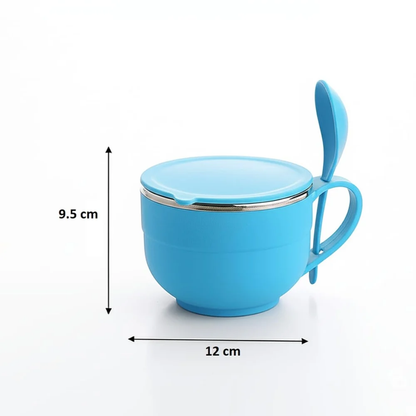 Tinums Stainless Steel Noodle & Soup Bowl with Lid (Blue)