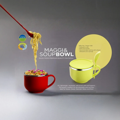 Tinums Stainless Steel Noodle & Soup Bowl with Lid (Blue)