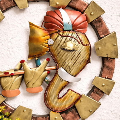 Premium LED Light Ganesha Metal Wall Decor (Golden) - Tinums