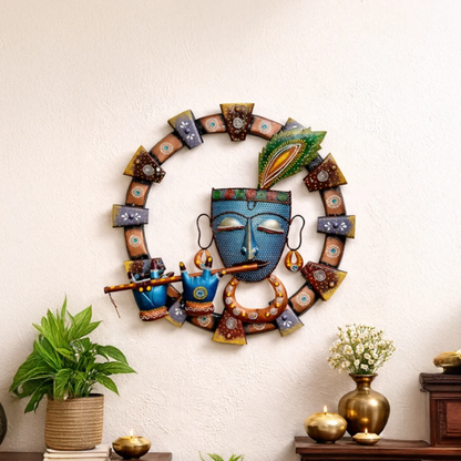 Kanha Playing Flute Wall Hanging (Multicolor) - Tinums