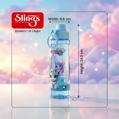 Slings Sip Star Magical Unicorn Kids Water Bottle 500 ml (Blue)
