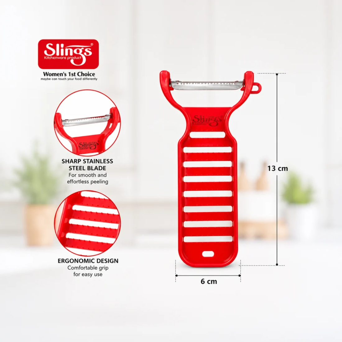 Slings Stainless Steel Vegetable Peeler | Sharp Serrated Blade