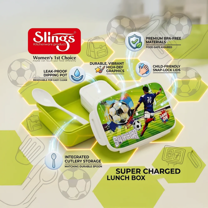 Slings Soccer Premium Kitchenware Sports Edition Lunch Box