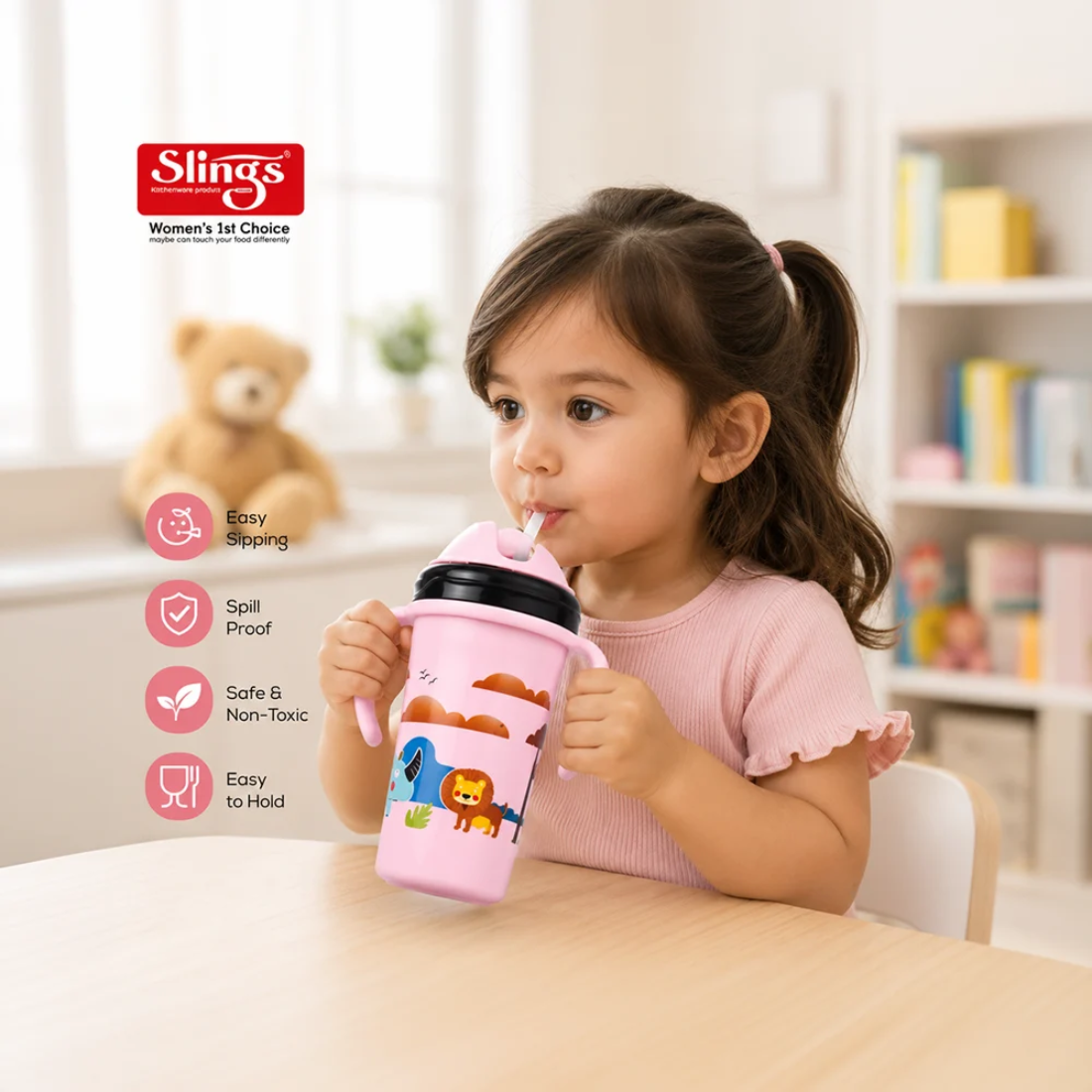 Slings Honey Sipper Bottle 350 ml for Kids