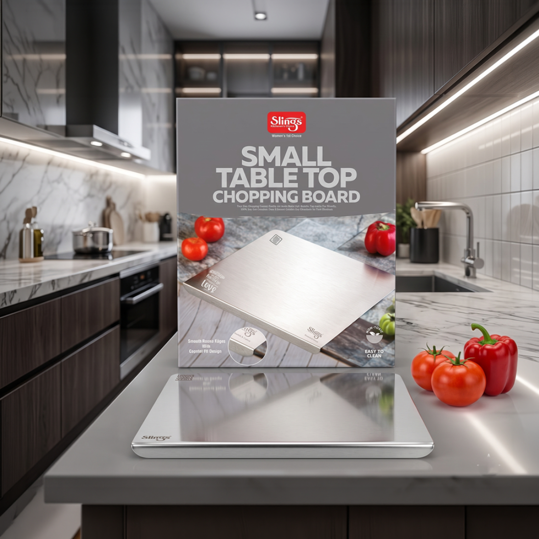 Slings Stainless Steel Small Tabletop Chopping Board