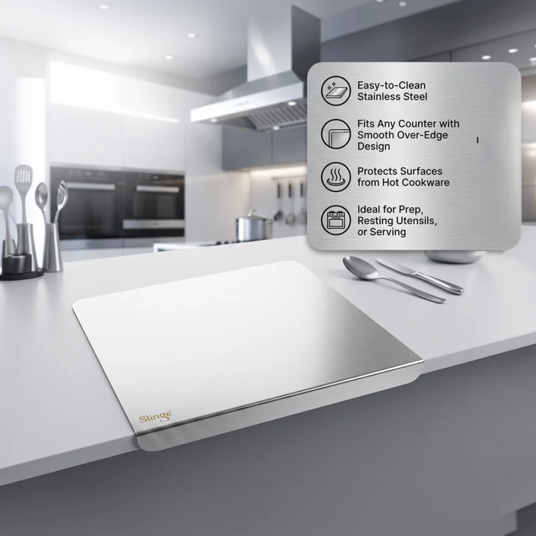 Slings Stainless Steel Big Table Top Chopping Board