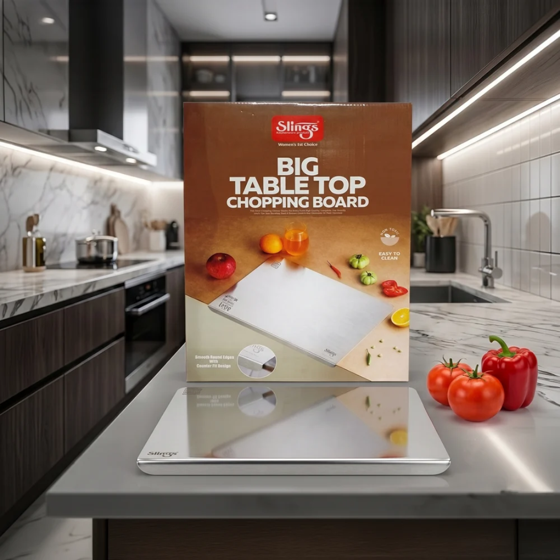 Slings Stainless Steel Big Table Top Chopping Board