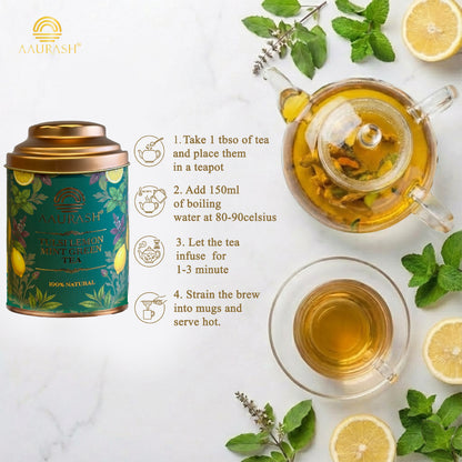 AAURASH Tulsi Lemon Mint Green Tea