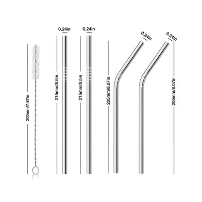HOME LANE Stainless Steel Straw Set with Brush