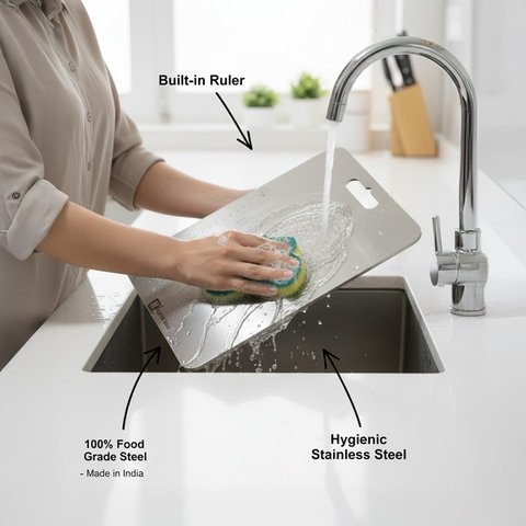 HOME LANE Stainless Steel Chopping Board (31 x 20 cm)