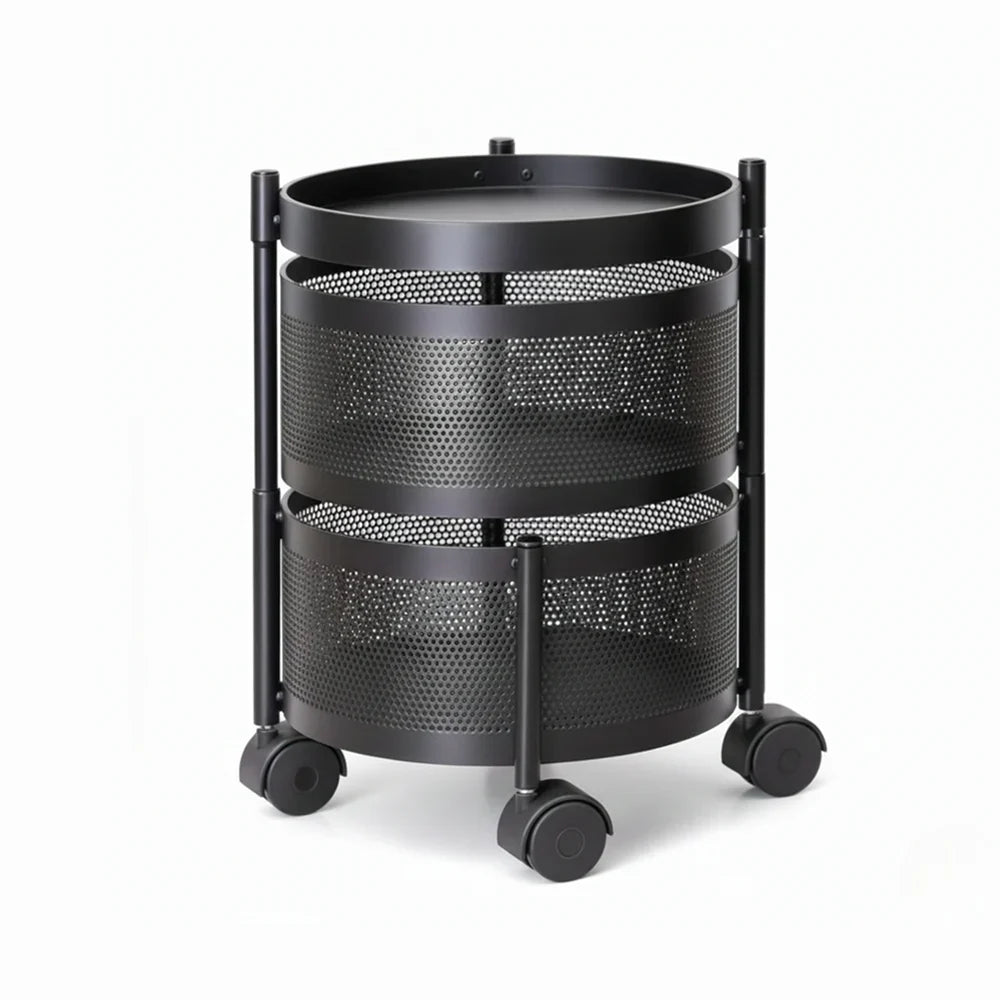 TINUMS Metal 2 Tier Rotating Kitchen Rack (Black)