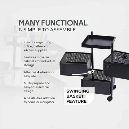 TINUMS Metal 3-Layer Multipurpose Organizer (Black)