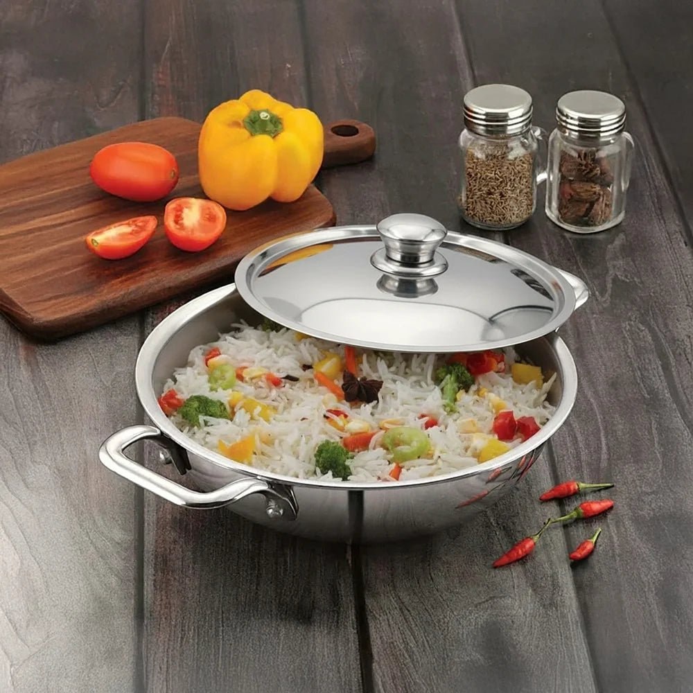 Home Lane Kadai with Lid (Stainless Steel, 2.5 ltrs)