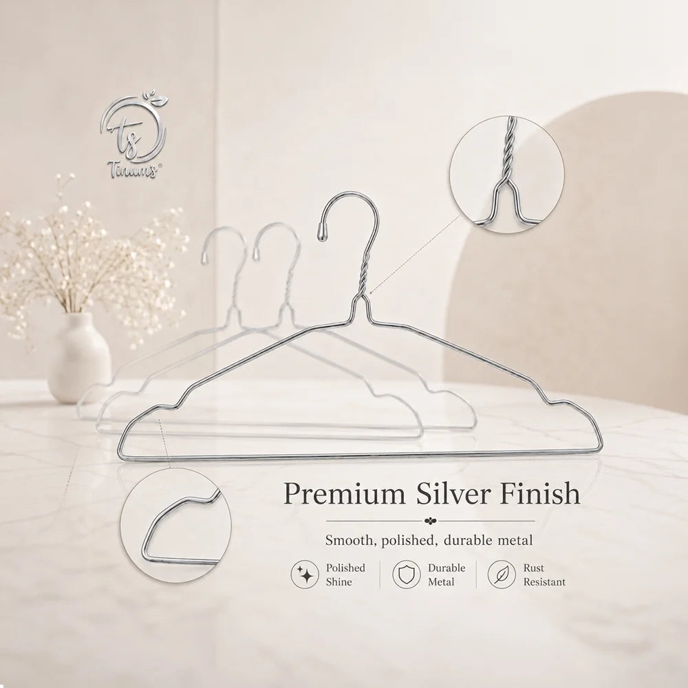Tinums Metal Cloth Hanger Set of 3 (Silver)