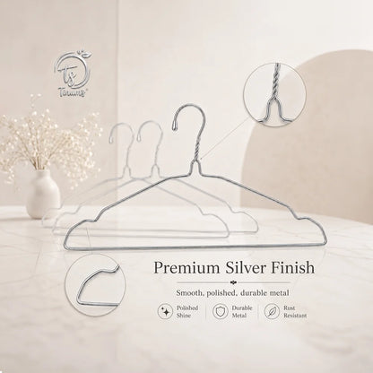Tinums Metal Cloth Hanger Set of 3 (Silver)