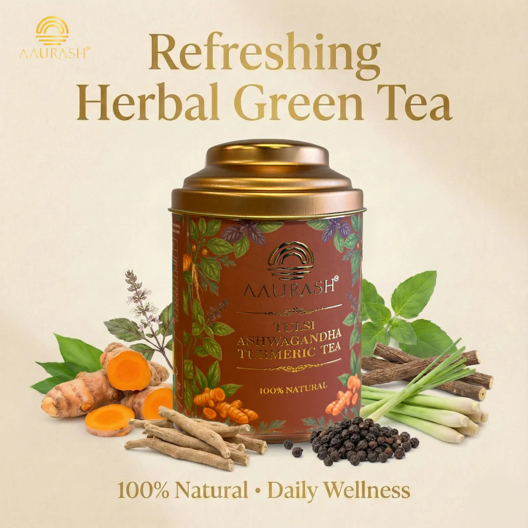 AAURASH Tulsi Ashwagandha Turmeric Herbal Tea