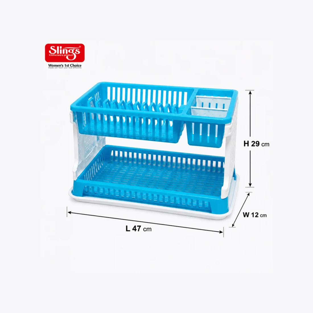 Slings Lenovo 2 Tier Plastic Dish Drying Rack with Cutlery Holder & Drain Tray