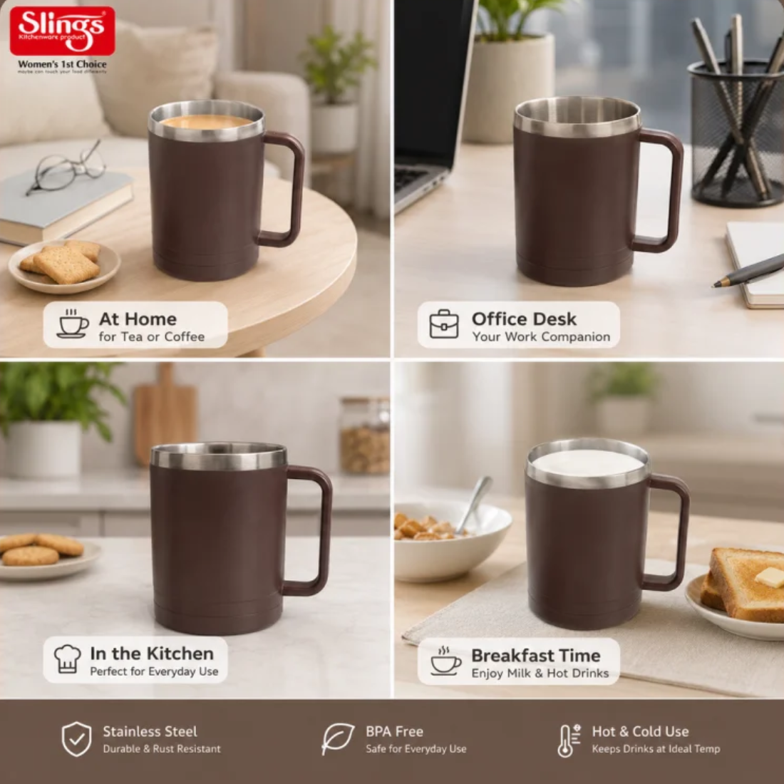 Slings Tango 450 ml Stainless Steel Insulated Mug