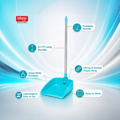 Slings Dust Pan With Steek Foldable Long Handle