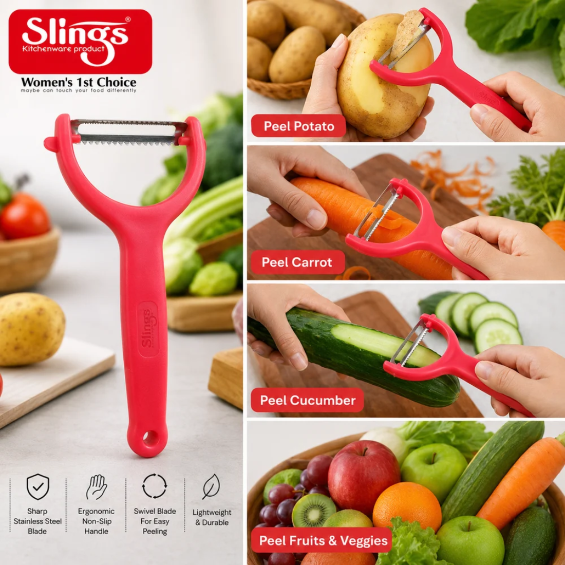 Slings Ergonomic Y-Shaped Vegetable Peeler